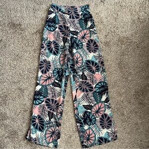 Tropical print wide leg pants small